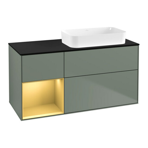 V&B Waschtischunterschrank Finion 120x60 cm, Reg li gol m, Oli. m Lacquer