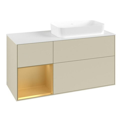 V&B Waschtischunterschrank Finion 120x60 cm, Reg li gol m, si Gr m Lacquer