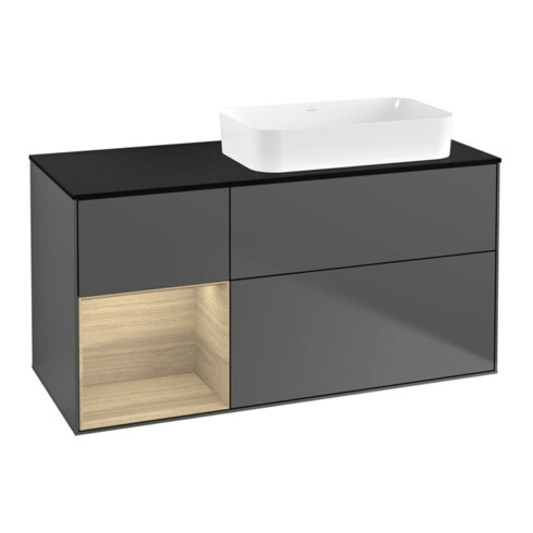 V&B Waschtischunterschrank Finion 120x60 cm, Reg li Oa ven, Anthrac. matt