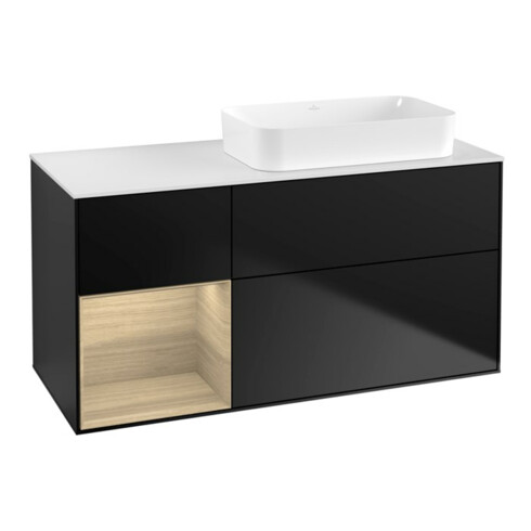 V&B Waschtischunterschrank Finion 120x60 cm, Reg li Oa ven, bla m lacquer