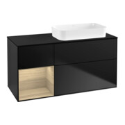 V&B Waschtischunterschrank Finion 120x60 cm, Reg li Oa ven, bla m lacquer