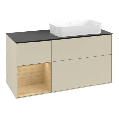 V&B Waschtischunterschrank Finion 120x60 cm, Reg li Oa ven, si Gr m Lac