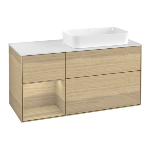 V&B Waschtischunterschrank Finion 120x60 cm, Reg li Oak Veneer, Oak Veneer