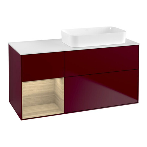 V&B Waschtischunterschrank Finion 120x60 cm, Reg li Oak Veneer, Peony Matt
