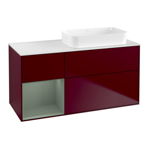 V&B Waschtischunterschrank Finion 120x60 cm, Reg li Oli. m Lac, Peony Matt