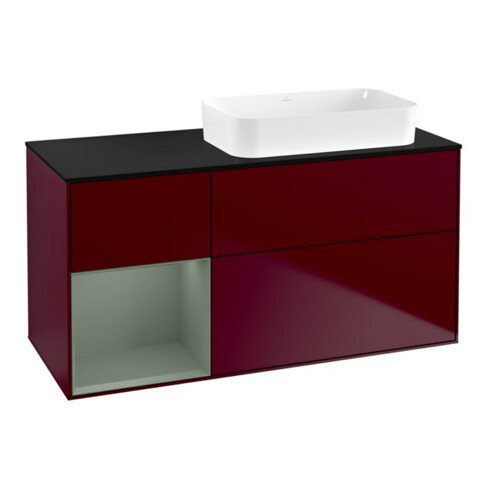 V&B Waschtischunterschrank Finion 120x60 cm, Reg li Oli. m Lac, Peony Matt