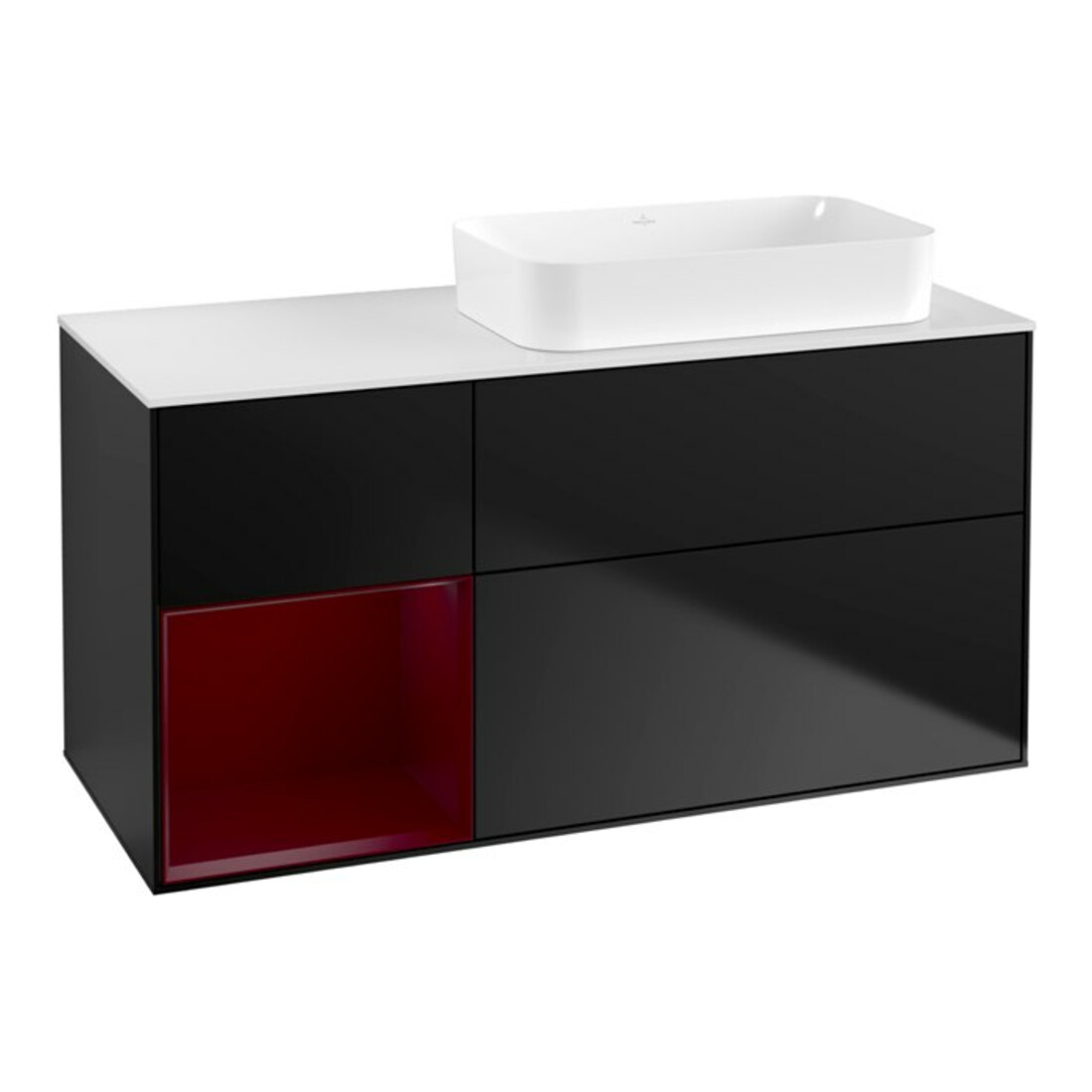 V&B Waschtischunterschrank Finion 120x60 cm, Reg li Peo, bla matt lacquer