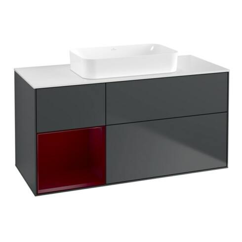 V&B Waschtischunterschrank Finion 120x60 cm, Reg li Peo, md bl. m Lacquer