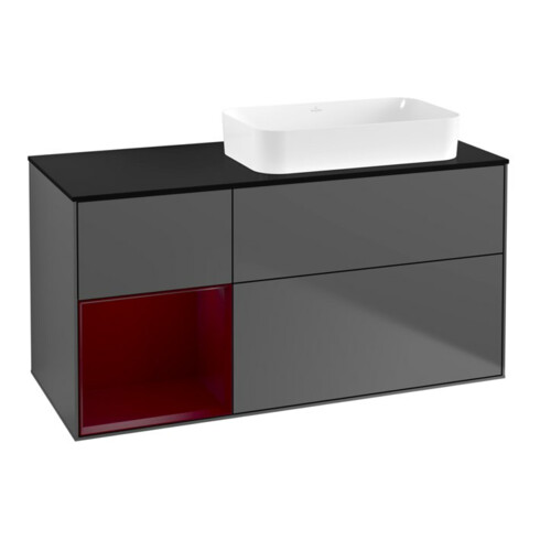 V&B Waschtischunterschrank Finion 120x60 cm, Reg li Peony, Anthracite matt