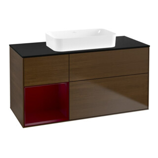 V&B Waschtischunterschrank Finion 120x60 cm, Reg li Peony, Walnut veneer