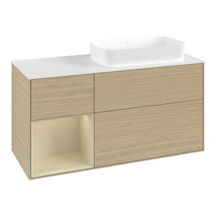 V&B Waschtischunterschrank Finion 120x60 cm, Reg li si Gr m Lac, Oa Veneer