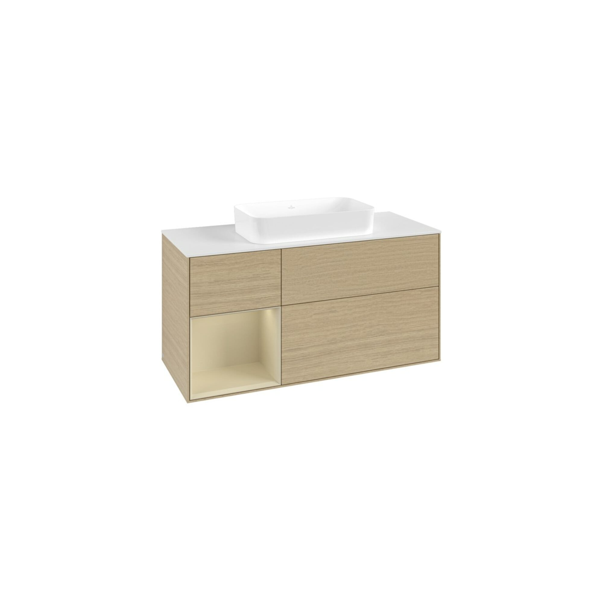 V&B Waschtischunterschrank Finion 120x60 cm, Reg li si Gr m Lac, Oa Veneer ; Villeroy & Boch