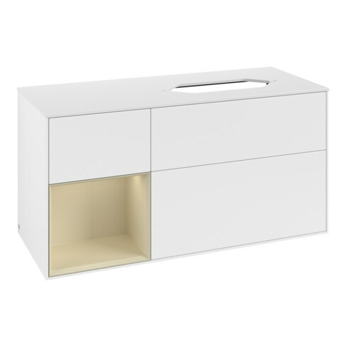 V&B Waschtischunterschrank Finion 120x60 cm, Reg li si Gr m Lac, wh. m Lac