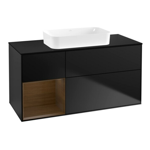 V&B Waschtischunterschrank Finion 120x60 cm, Reg li wal ven, bla m lacquer