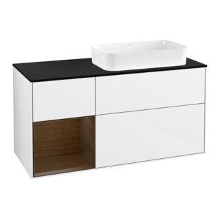 V&B Waschtischunterschrank Finion 120x60 cm, Reg li wal ven, glo wh. Lac