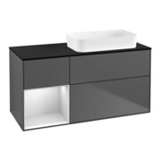 V&B Waschtischunterschrank Finion 120x60 cm, Reg li wh. m Lac, Anthrac. m