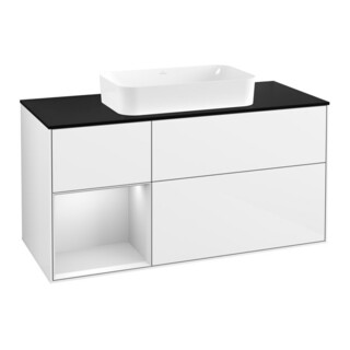 V&B Waschtischunterschrank Finion 120x60 cm, Reg li wh. m Lac, glo wh. Lac