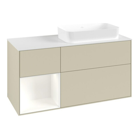 V&B Waschtischunterschrank Finion 120x60 cm, Reg li wh. m Lac, si Gr m Lac