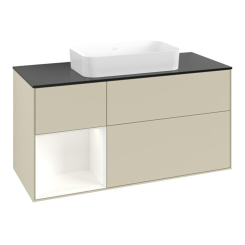 V&B Waschtischunterschrank Finion 120x60 cm, Reg li wh. m Lac, si Gr m Lac