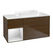 V&B Waschtischunterschrank Finion 120x60 cm, Reg li wh. m Lac, wal veneer