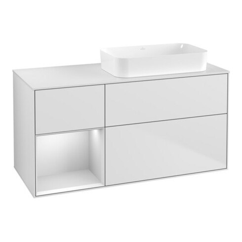 V&B Waschtischunterschrank Finion 120x60 cm, Reg li wh. m Lac, wh. m Lac