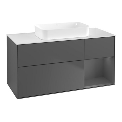 V&B Waschtischunterschrank Finion 120x60 cm, Reg re Anthrac. m, Anthrac. m
