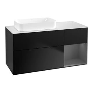 V&B Waschtischunterschrank Finion 120x60 cm, Reg re Anthrac. m, bla m Lac