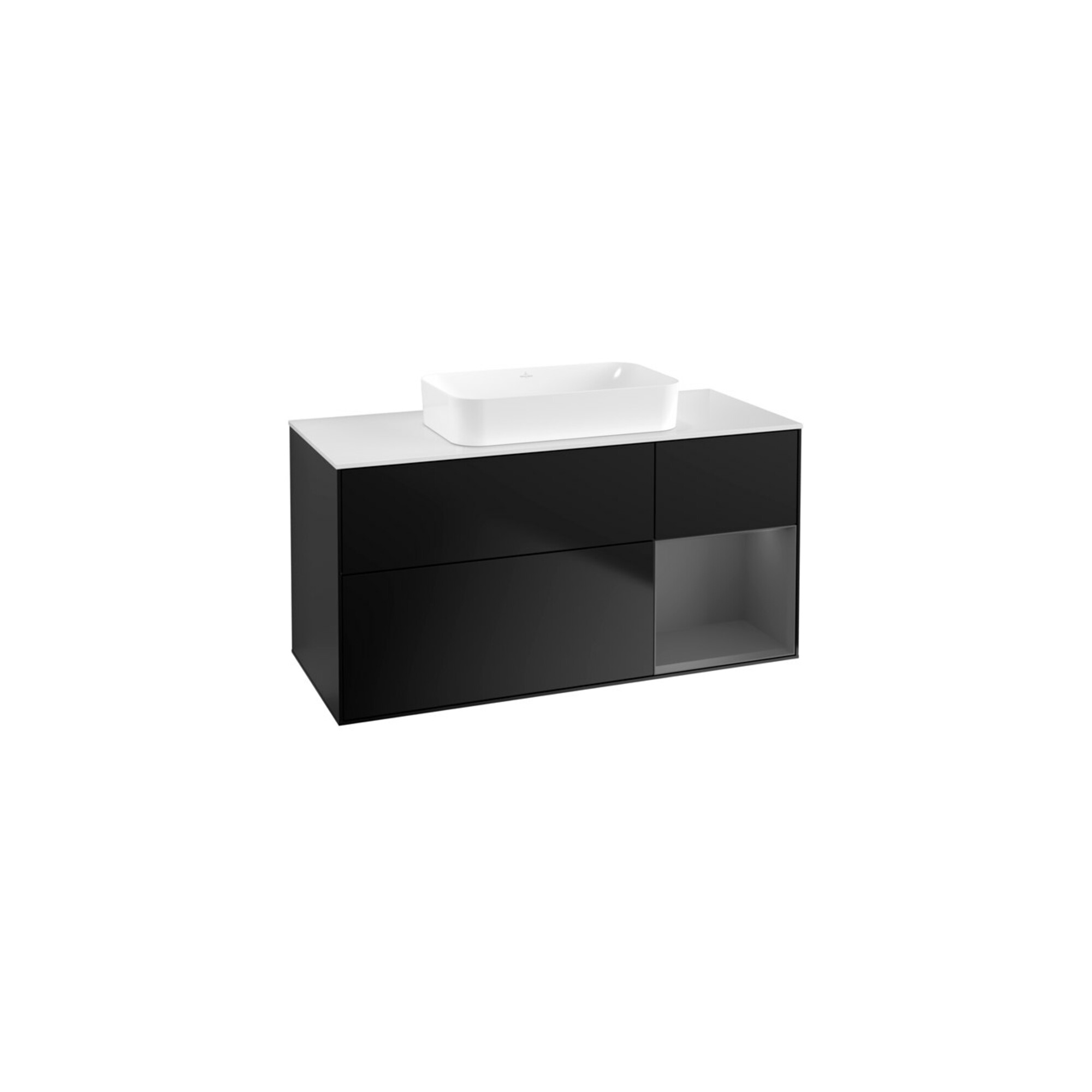 V&B Waschtischunterschrank Finion 120x60 cm, Reg re Anthrac. m, bla m Lac ; Villeroy & Boch