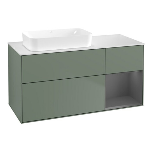 V&B Waschtischunterschrank Finion 120x60 cm, Reg re Anthrac. m, Oli. m Lac