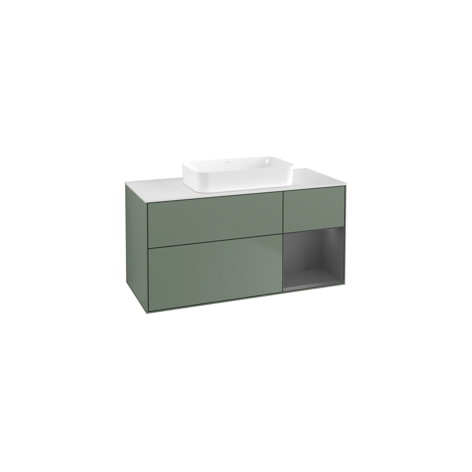 V&B Waschtischunterschrank Finion 120x60 cm, Reg re Anthrac. m, Oli. m Lac ; Villeroy & Boch