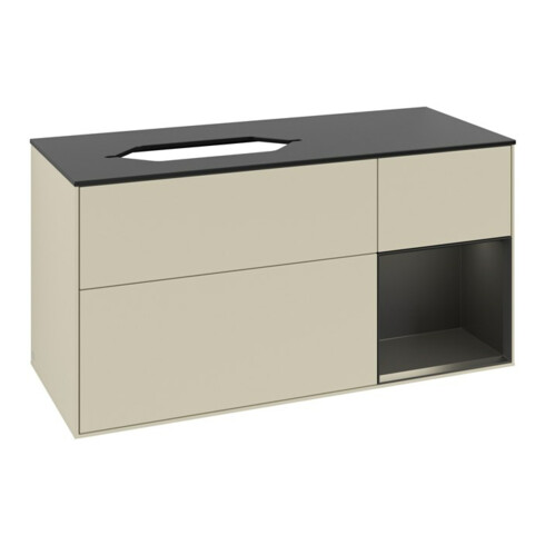 V&B Waschtischunterschrank Finion 120x60 cm, Reg re bla m Lac, si Gr m Lac