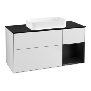 V&B Waschtischunterschrank Finion 120x60 cm, Reg re bla m Lac, wh. m Lac