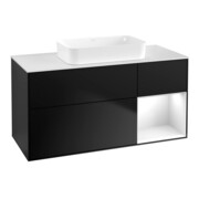 V&B Waschtischunterschrank Finion 120x60 cm, Reg re glo wh. Lac, bla m Lac