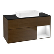 V&B Waschtischunterschrank Finion 120x60 cm, Reg re glo wh. Lac, wal ven