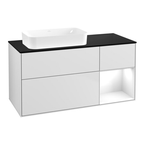 V&B Waschtischunterschrank Finion 120x60 cm, Reg re glo wh. Lac, wh. m Lac