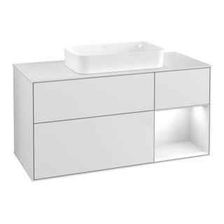V&B Waschtischunterschrank Finion 120x60 cm, Reg re glo wh. Lac, wh. m Lac