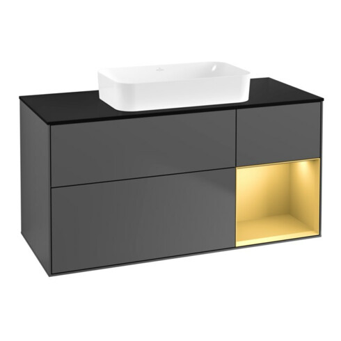 V&B Waschtischunterschrank Finion 120x60 cm, Reg re gol m, Anthracite matt