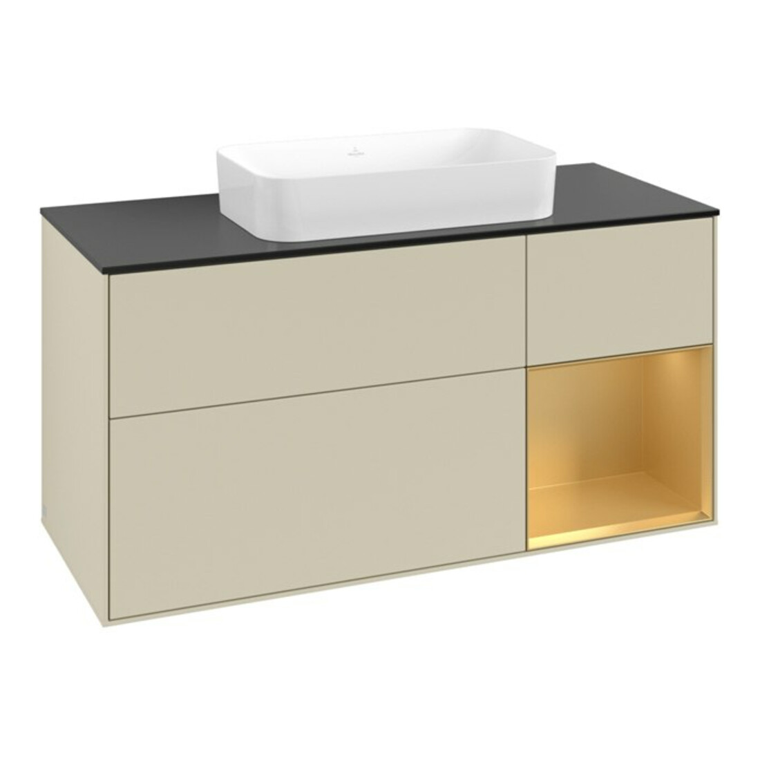 V&B Waschtischunterschrank Finion 120x60 cm, Reg re gol m, si Gr m Lacquer
