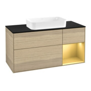 V&B Waschtischunterschrank Finion 120x60 cm, Reg re Gold matt, Oak Veneer