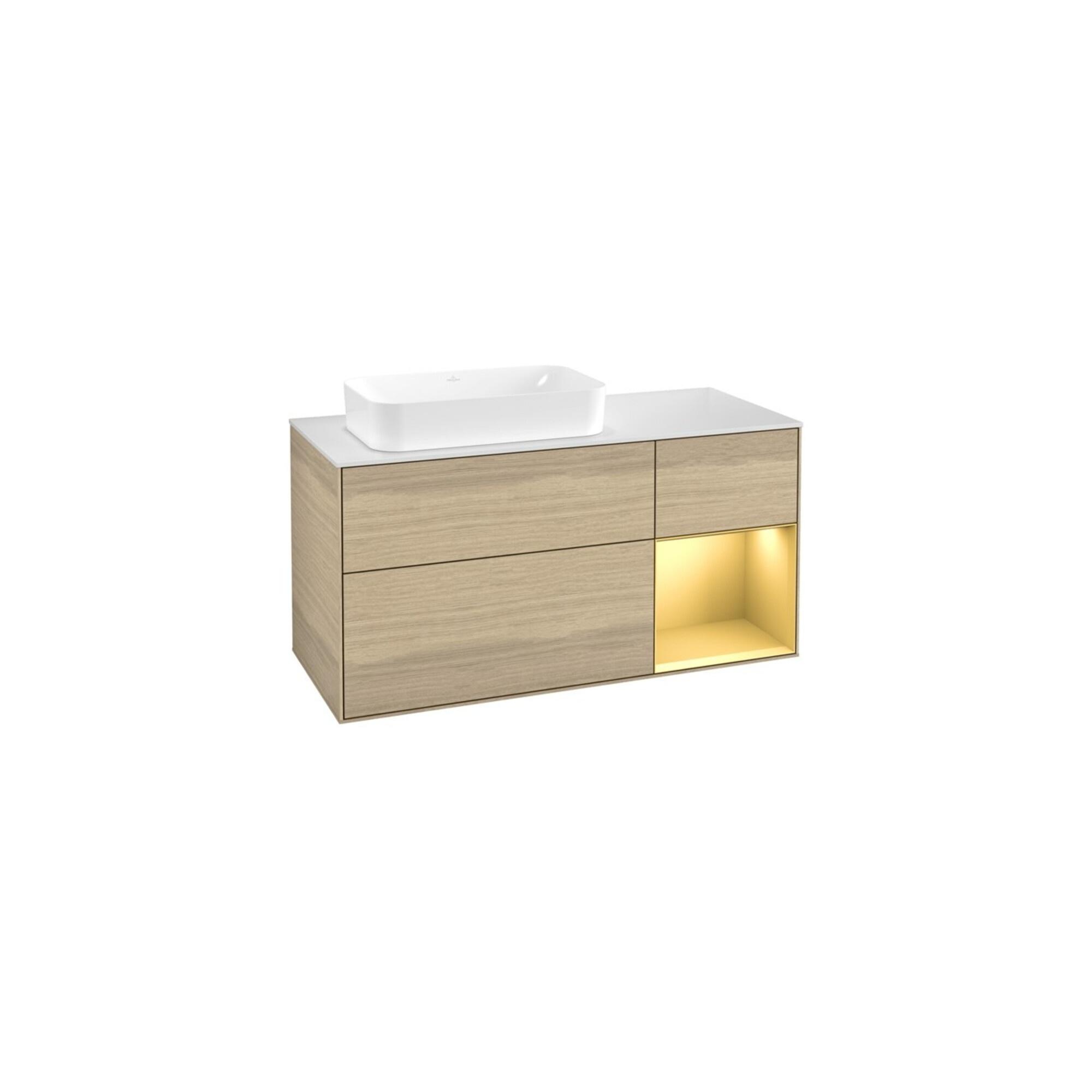 V&B Waschtischunterschrank Finion 120x60 cm, Reg re Gold matt, Oak Veneer ; Villeroy & Boch
