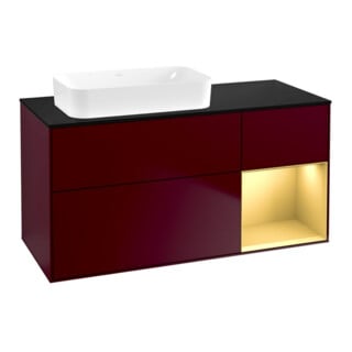 V&B Waschtischunterschrank Finion 120x60 cm, Reg re Gold matt, Peony Matt