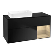 V&B Waschtischunterschrank Finion 120x60 cm, Reg re Oa ven, bla m lacquer