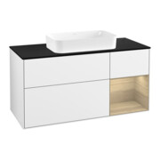 V&B Waschtischunterschrank Finion 120x60 cm, Reg re Oa ven, glo wh. Lac