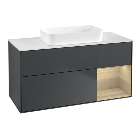 V&B Waschtischunterschrank Finion 120x60 cm, Reg re Oa ven, md bl. m Lac
