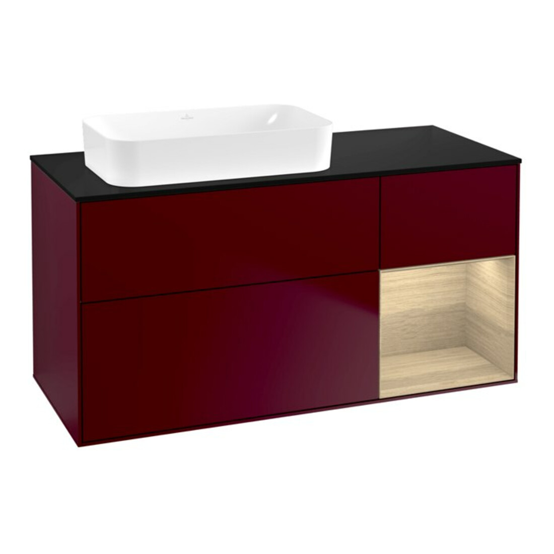 V&B Waschtischunterschrank Finion 120x60 cm, Reg re Oak Veneer, Peony Matt