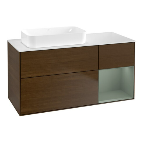 V&B Waschtischunterschrank Finion 120x60 cm, Reg re Oli. m Lac, wal veneer