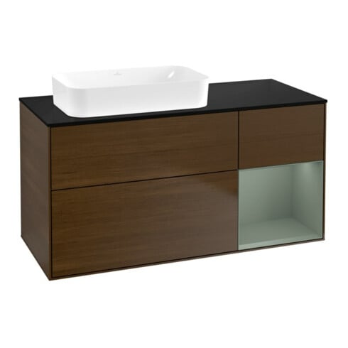 V&B Waschtischunterschrank Finion 120x60 cm, Reg re Oli. m Lac, wal veneer