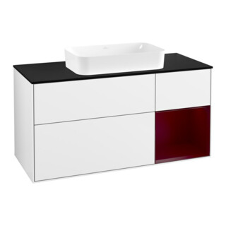 V&B Waschtischunterschrank Finion 120x60 cm, Reg re Peo, glo white lacquer
