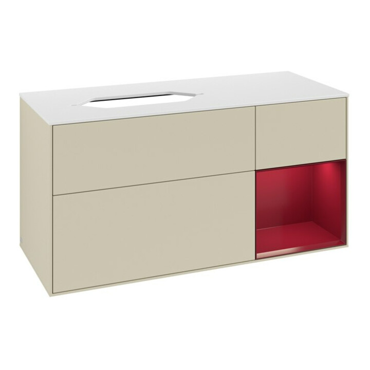 V&B Waschtischunterschrank Finion 120x60 cm, Reg re Peo, si Gr m Lacquer