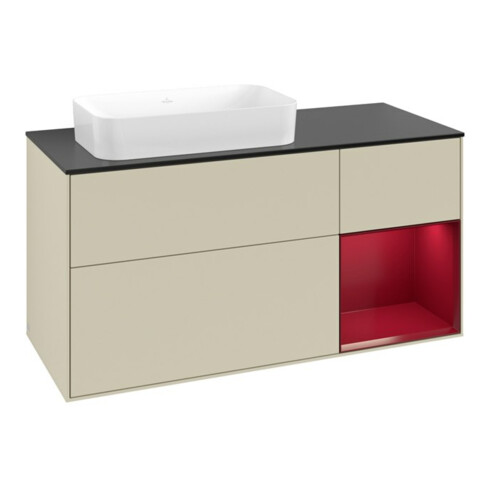 V&B Waschtischunterschrank Finion 120x60 cm, Reg re Peo, si Gr m Lacquer